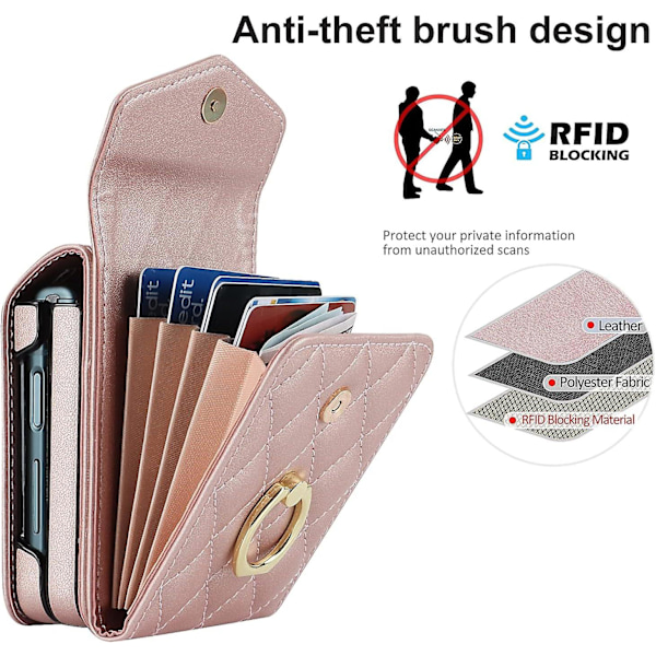 Accordion Crossbody Pung Etui Kompatibel Med Samsung Galaxy Z Flip 5, Pu Læder Etui Med Justerbar Rem & Ringholder