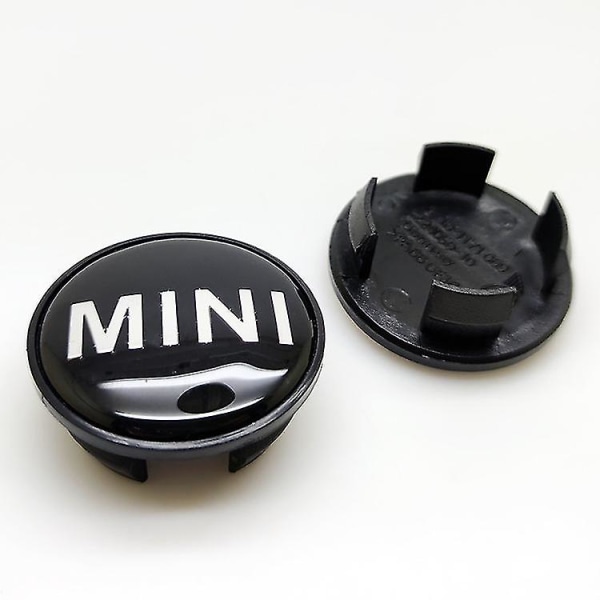 Til Mini Wing Hubcaps 54mm -mini Letter Black (pakke med fire)