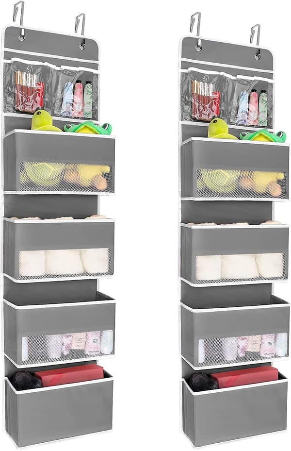 2-pack 5-hyllars överdörrsorganiserare, väggmonterad förvaring för sovrum