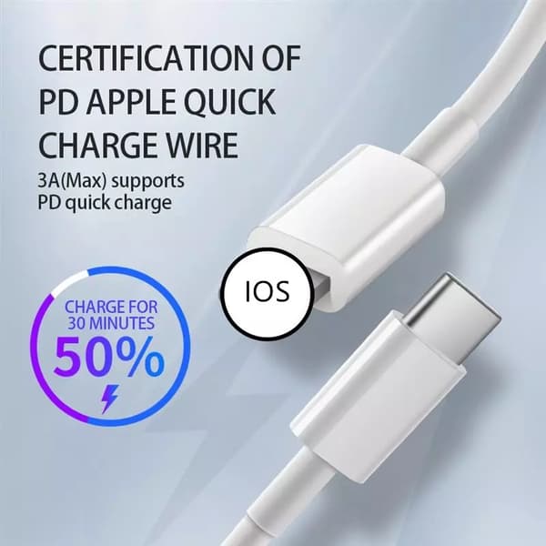 2 x 20W Rask iPhone-lader med 2 x 2m USB-kabel