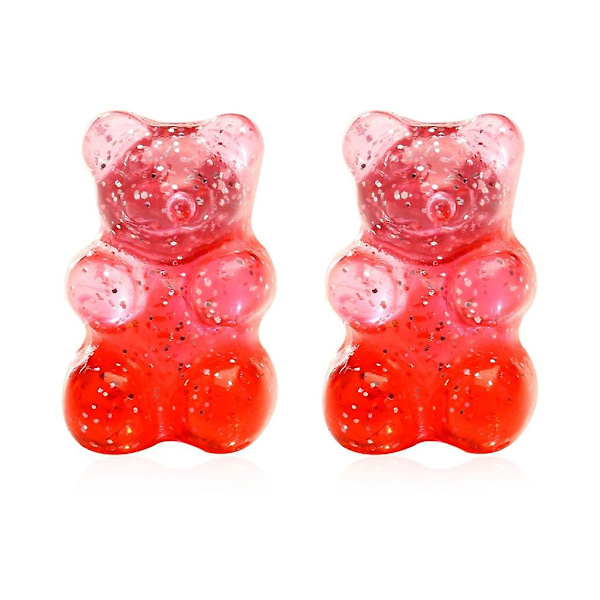 Cartoon Animal Bear Stud Earrings Rainbow Resin Earrings Japanese Color Earrings