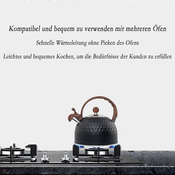 Tekedel til komfur, fløjtekedel i klassisk sort design, holdbar og stilfuld.