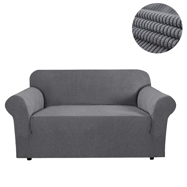Stretch Soffaöverdrag Möbelskydd Sofföverdrag Mjuk Med Elastisk Bottencheckar Fleece Universal Enfärgad Soffaöverdrag