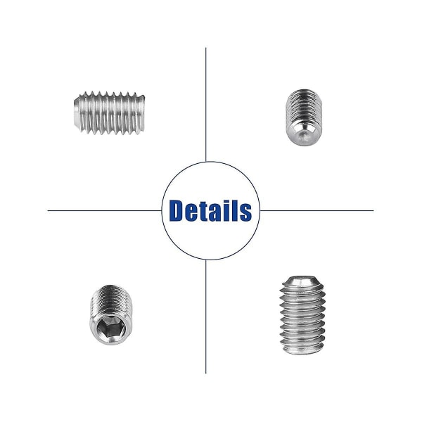 12 stk Skrutrekker & Skrueutvalgsett Internt sekskantdrev Cup-punkt Skruer Sett 304 Rustfritt Stål
