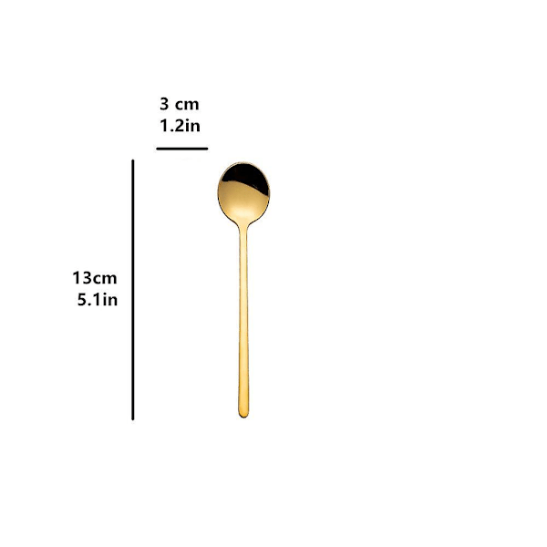 8 stk. espressoskeer, 18/10 rustfrit stål guldskeer 5,1 tommer