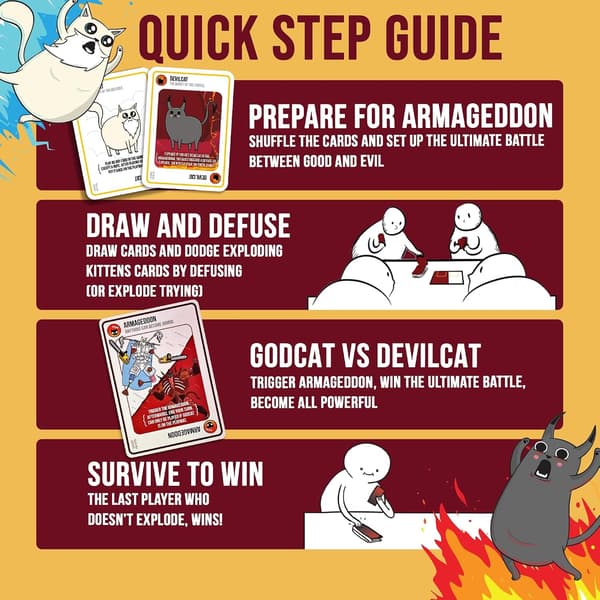Exploding Kittens God vs. Evil - 2-5 Spillere - Aldre 7+ - Familiespil - Festligt Spil