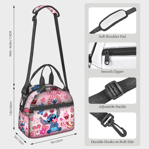 Stitch frokostpose tegneserie håndholdt skulderrem isoleret frokostkasse kan være crossbody