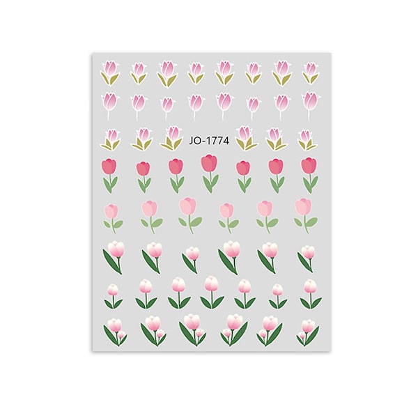 Dhrs Blomster Neglekunst Stickers Dekaler, Negle Forår Tulip Blomster Blade 3d Selvklæbende Design Manicure Tips