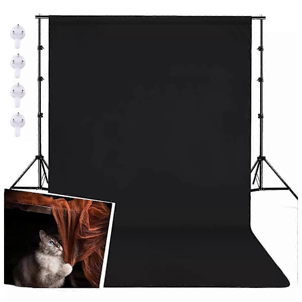Fotobakgrunn 2,55x2m Sammenleggbar svart, allsidig tosidig design for kreativ fotografering.