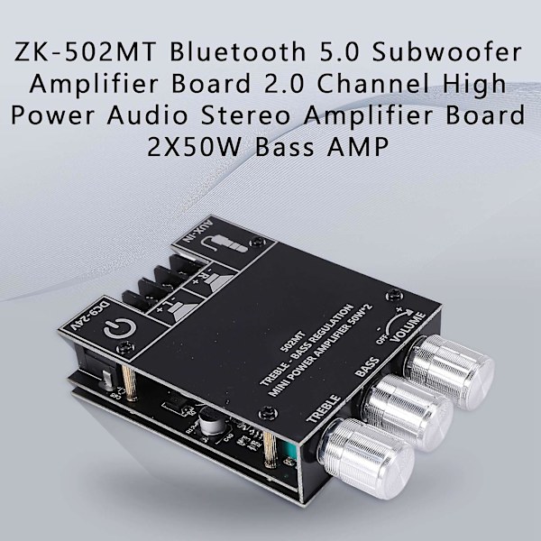 -502mt Bluetooth 5.0 Subwoofer Forstærkerkort 2.0 Kanals Lyd Stereo Forstærkerkort 2x50w Bas