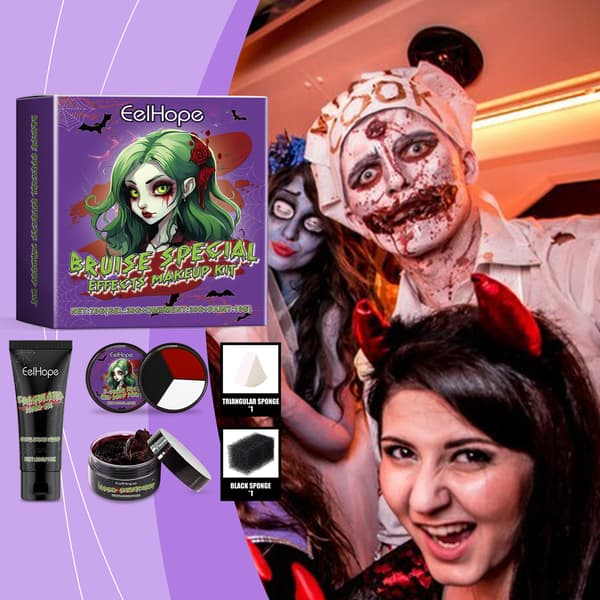 1 set/box EelHope Halloween Vampire Makeup Kit, Holiday Party Costume Makeup Masquerade Tools