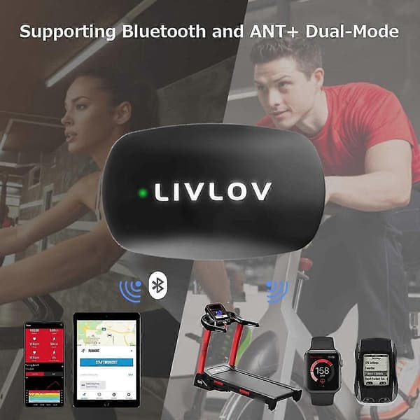 V6 Hjertefrekvensmonitor Bryststropp, Bluetooth 5.0 ANT+IP67 Vanntett Sensor for Strava