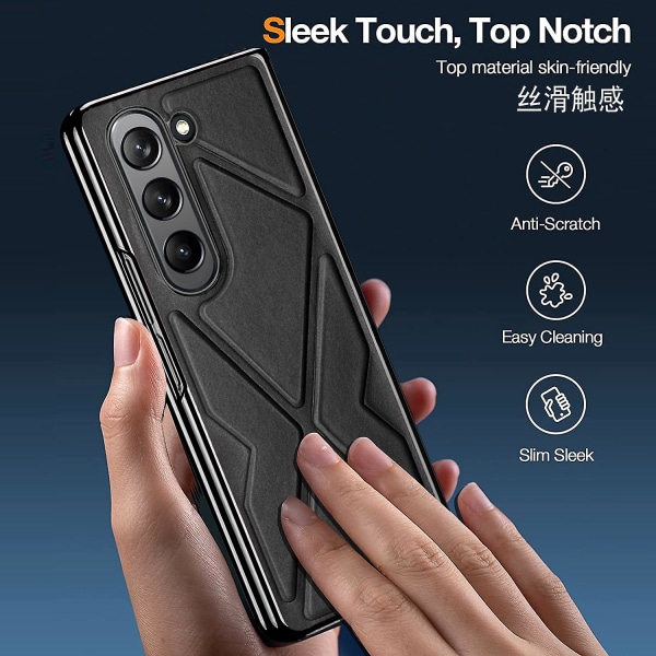 Z Fold 5-deksel Elektroplate-skinn Anti-slipp telefonveske til Samsung Galaxy Z Fold 5 Innebygd skjermbeskytter