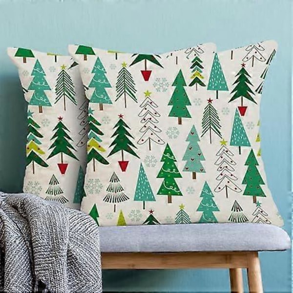Jul Kuddfodral 45 x 45 cm, Färgglada Salviagrön Teal Julgransdekor Prydnadskuddar för Hem Soffa Säng, Vinter Jul Snöflinga Dekorativa
