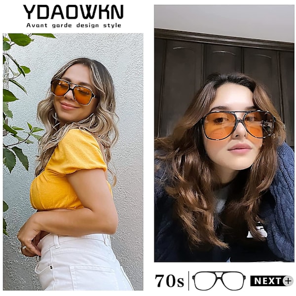 Dhrs Klassinen Vintage Aviator-Aurinkolasit Naisille ja Miehille, Suuret Kehykset, Retro 70-luvun Aurinkolasit