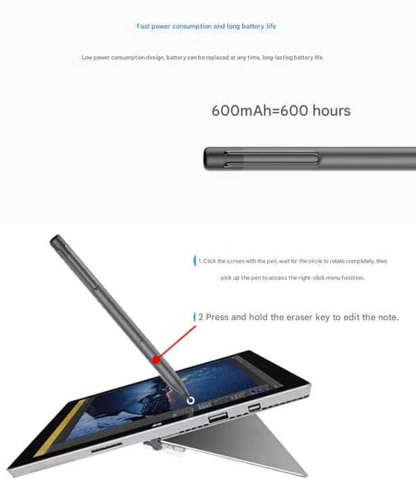Egnet til Surface 3 Pro 3/4/5/6/7book/laptop/go touch kapacitiv pen Black