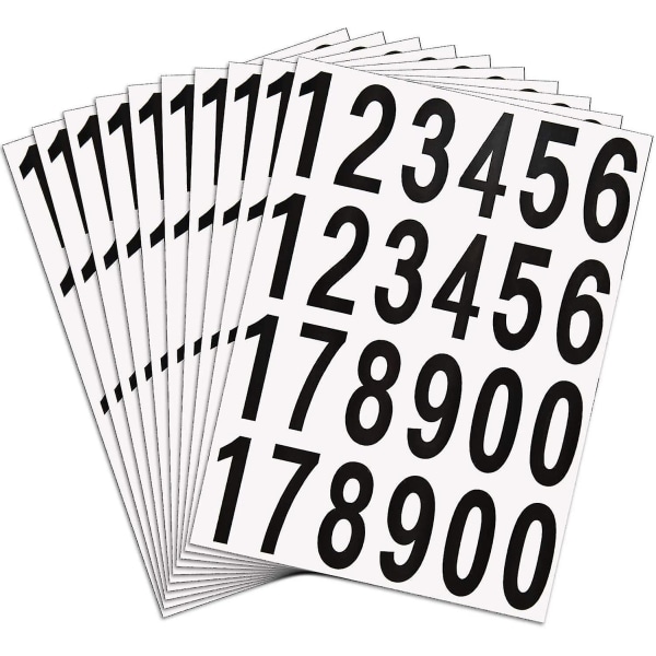 240 bitar 10 ark siffror klistermärken brevlådenummer Självhäftande vinylnummer för bostäder och brevlådeskyltar (2 tum, svart på vitt)