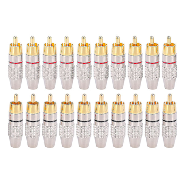 20 Pcs Rca Plug Audio Video Locking Cable Connector Gold Plated New