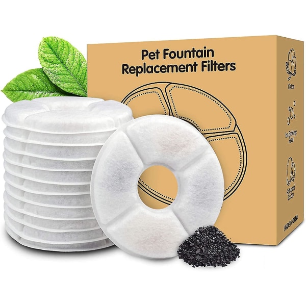 12-pakke Cat Fontene erstatningsfiltre | Vannfontenefiltre for kjæledyr | Aktiverte karbonfiltre