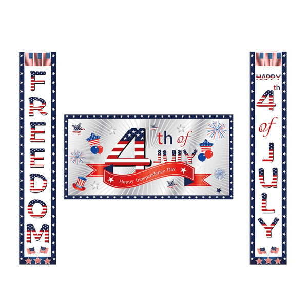 2023 Ny oppgradering 4. juli patriotisk bannersett, utendørs/innendørs festdekorasjoner for den amerikanske uavhengighetsdagen med sikkerhetstau