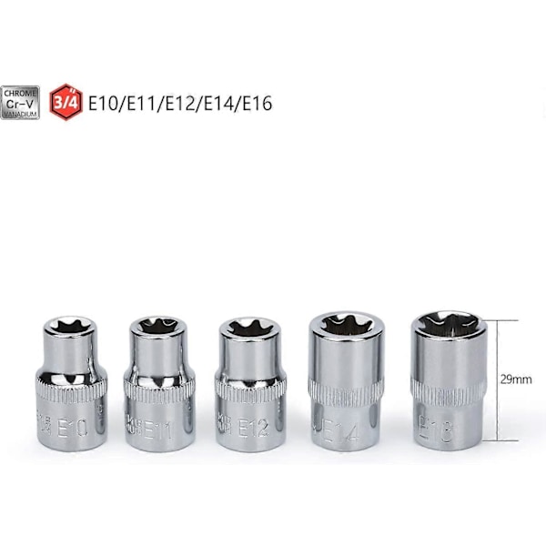 14 kpl naisten Torx E4 - E24 -hylsysäätöä 1/4\", 1/2\", 3/8\"