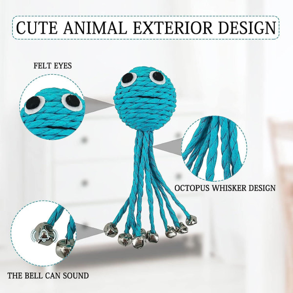 Cat Octopus Toy Interactive Cat Toy, 2 pakker blått papir blekksprutform katteleke for katter