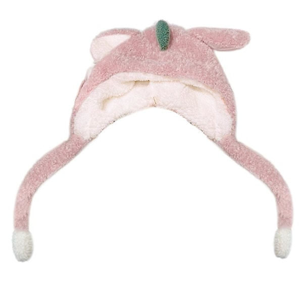 Winter Fluffy Plush Hoodie Scarf Hat Jumping Ears Cartoon Dinosaur Earflap Cap