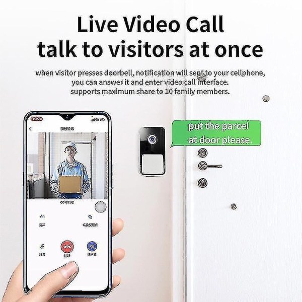 Videodörrklocka Wifi Utomhus Smart Dörrklocka Samtal Intercom Smart Hem Trådlös Dörrklocka Ring Telefon Hem Säkerhetskamera