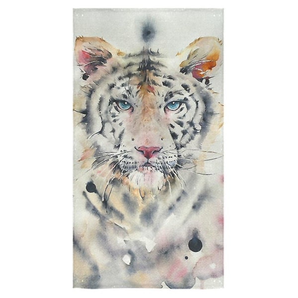 Akvarellmaling av White Tiger Badehåndkle Håndkle Dusjhåndkle Vaskeklut 75x140 Cm