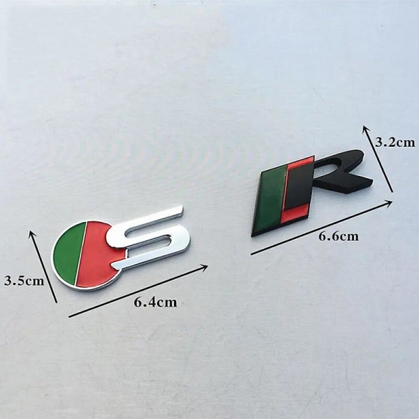 3d metall krom svart logotyp R S bokstäver emblem bilmärke bagagelucka dekal för Jaguar Xkr Xjl R S bokstäver klistermärke tillbehör