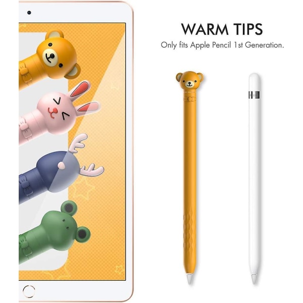 Etui til Apple Pencil 1st Gen, Cute Cartoon Blødt Silikone Sleeve Cover Tilbehør med Apple Pencil 1. Generation