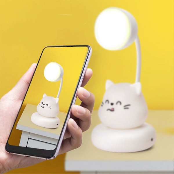 Tegneserie Bordlampe Multifunktionel Sød Innovativ Blød Belysning USB Genopladelig Mini LED Bordlampe til Hjem Soveværelse Stue Killing