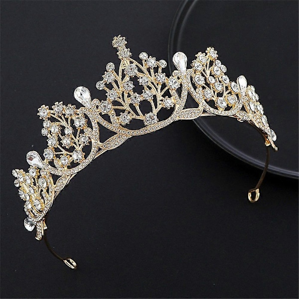Bröllopstiara kristall, strasskrona, brud smycken tiara, elegant brudaccessoar.