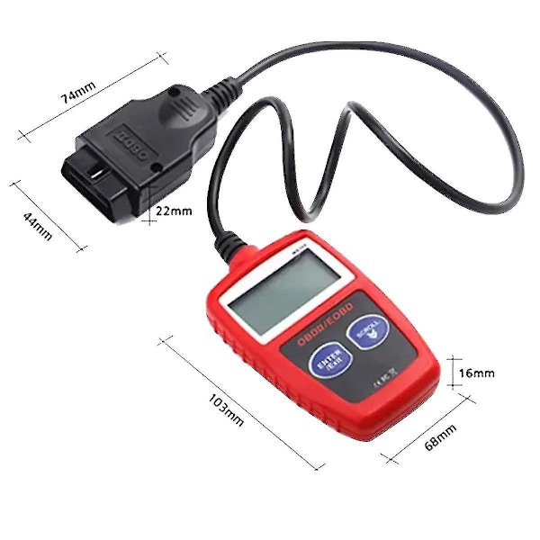 OBD ATV-moottoripyörän liitäntäkaapeli OBD2 - 8-napainen diagnostiikka-adapteri + MS309 OBD2-skanneri monikielinen diagnostiikkatyökalu, B