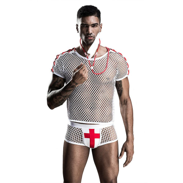 Miesten seksikäs verkkovaatteet Valkoinen Sexy Doctor Sexy Uniform Temptation