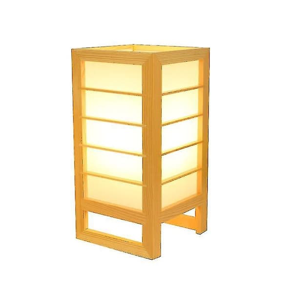 Japansk Art Deco Træ LED Bordlampe