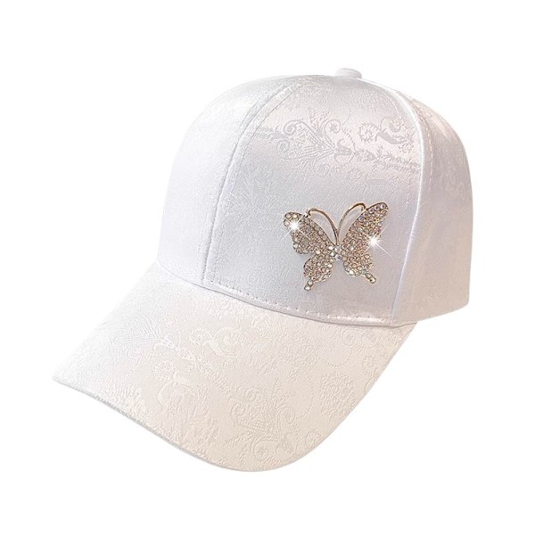 Rhinestone Butterfly Baseball Cap Dam, vår, sommar, mångsidig solskydd mössa spetsmönster Baseball Cap