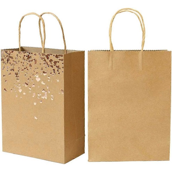 Gavepose, Kraftpapirpose med resirkulerbart håndtak for bursdag, bryllup, jul og festfeiringer (20 stk)