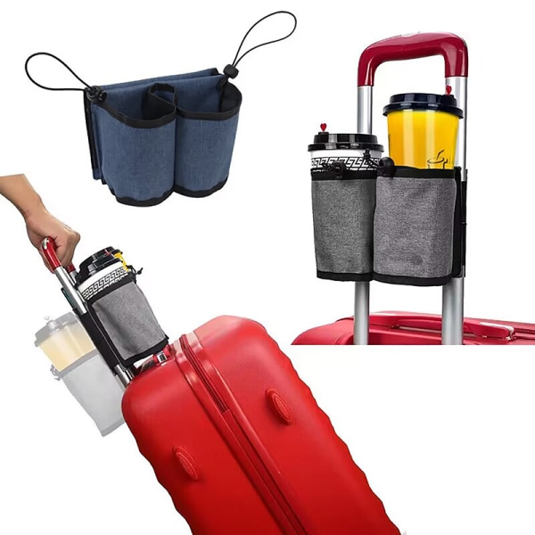 Koppholder for reisebagasje, universal koffert-koppholder, Liberty-håndbagasje-drikkeholder, Koppholder for bagasje, gaver til reisende flyvertinne, Grå