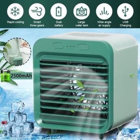 Mini USB Airconditioner - Mini Bærbar Luftkøler - 3 Hastigheder - Grøn-AquaForge