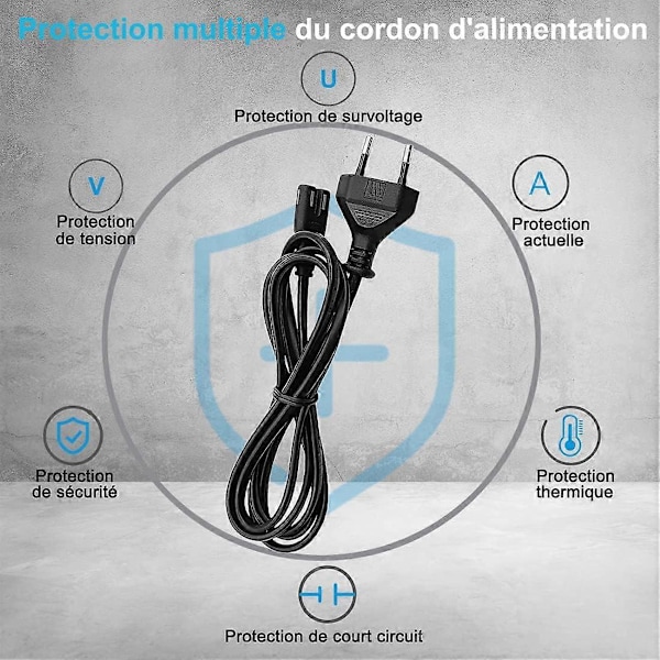 1,5M Opladerkabel med 2-polet stik til Microsoft Surface Go/Laptop/Book, Surface Pro 1/2/3/4/5/6/7/X, HP Envy, Canon Pixma