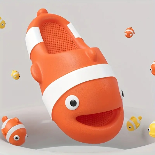 Söt clownfish-toffel för män - halkfria inomhus/utomhus-tofflor med öppen tå - perfekt för strand, dusch och sommarkomfort black 38-39