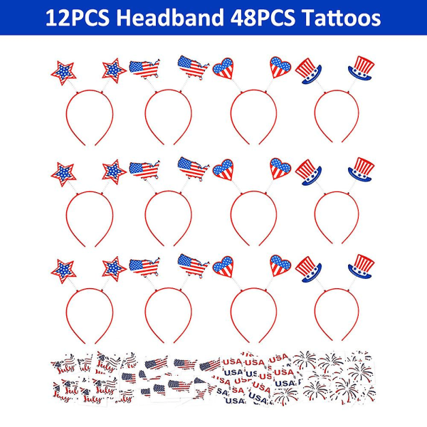 1 Set Of Stars Flag Hat Heart-shaped Hair Hoop Head Hoop Tattoo Stickers To Commemorate Martyrs Patriotic