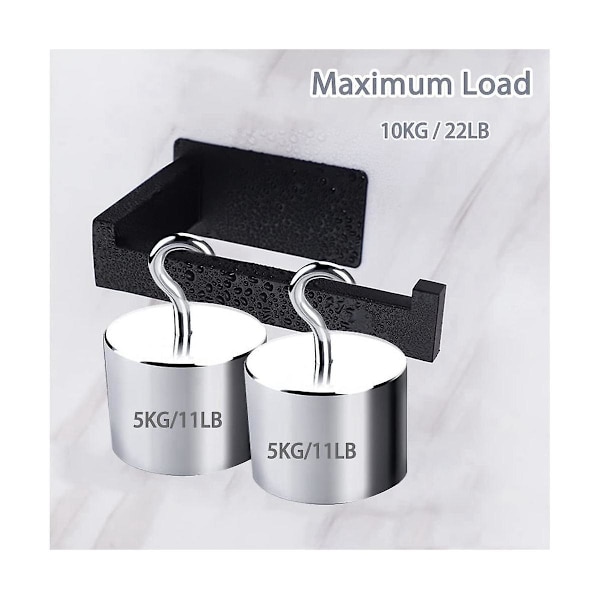 Toiletpapirholder uden boring Toiletpapirholder Sort 3 Håndklæde kroge Selvklæbende Rustfrit Stål