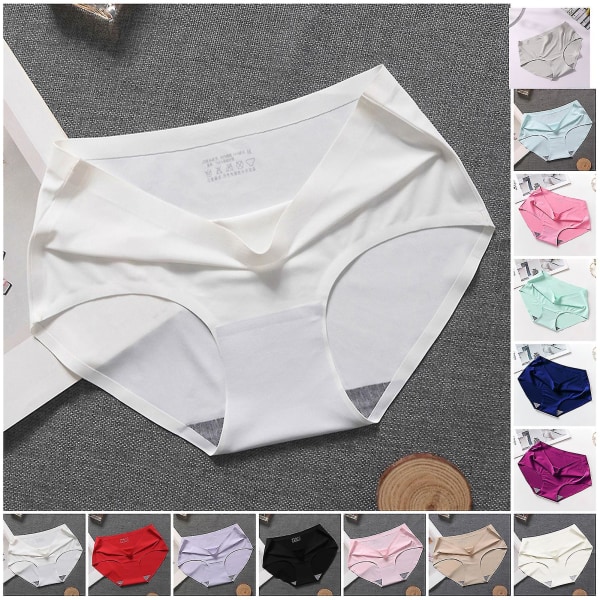 Fianao Stretch Women Briefs Exquisite Workmanship Ice-silk Mid-rise Women Underwear Underpants