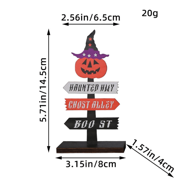 2023 Engros 3 stk Halloween dekorationer udendørs, trægræskar stående skilt til halloween indretning, uhyggeligt træ spøgelsesgadeskilte