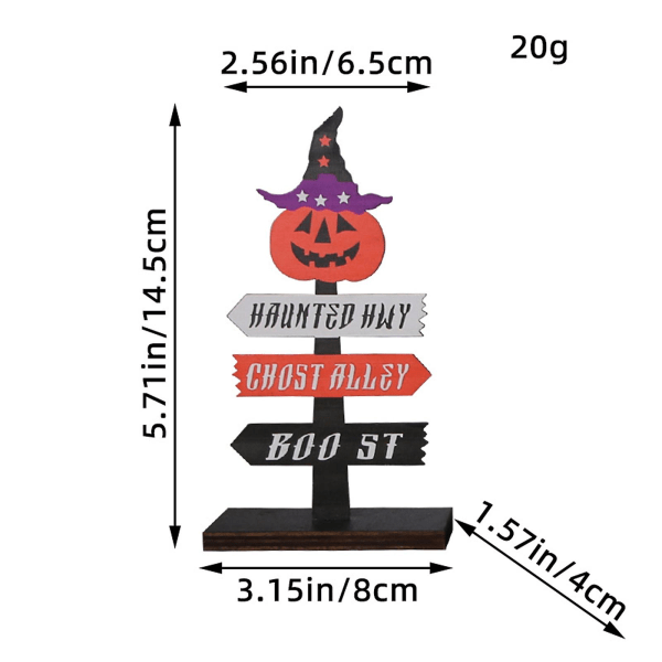 2023 tukkumyynti 3 kpl Halloween-koristeita ulkona, puinen kurpitsa seisova kyltti Halloween-sisustukseen, pelottavat puuhaamukatukyltit