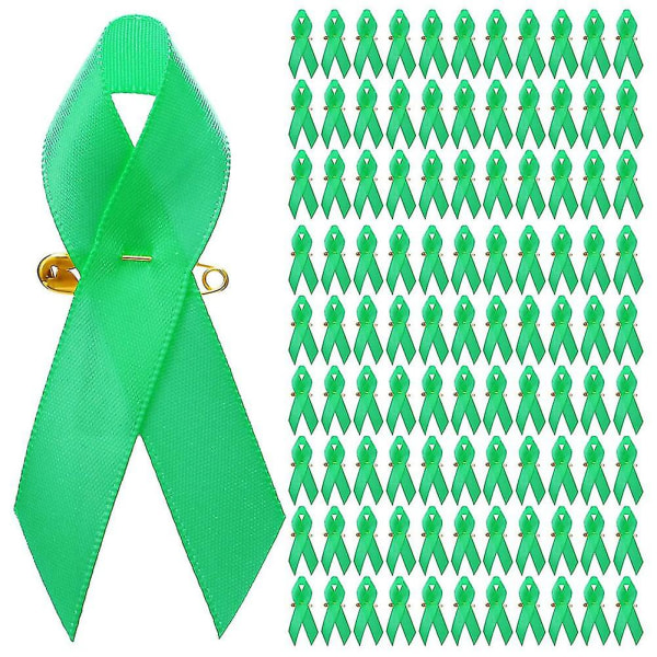 100 stycken Awareness Ribbon Satin Ribbon Lapel Pins Tyg Band med säkerhetsnålar för kvinnor män (