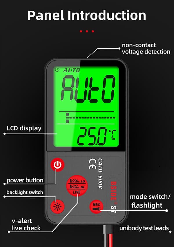 BSIDE S7 Digital Smart Automatisk Multitester Universell Tester AC/DC Voltmeter js