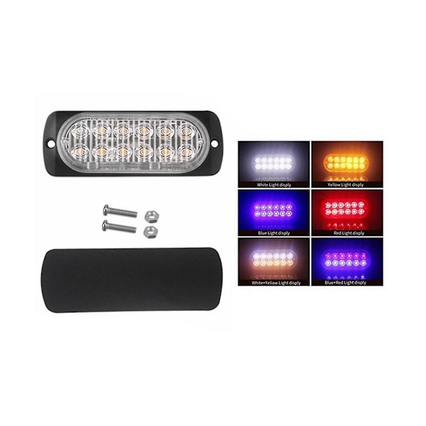 Køretøjslys med printplade + LED-perler DC12-24V, blinkende lys, 12 LED, 112x41mm, F